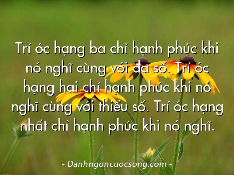 Trí óc hạng ba chỉ hạnh phúc khi nó nghĩ cùng với đa số. Trí óc hạng hai chỉ hạnh phúc khi nó nghĩ cùng với thiểu số. Trí óc hạng nhất chỉ hạnh phúc khi nó nghĩ.