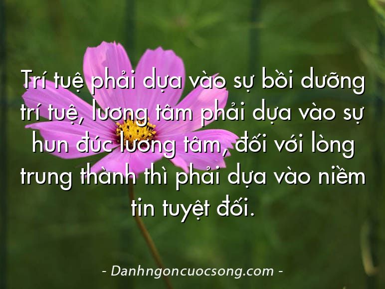 Trí tuệ phải dựa vào sự bồi dưỡng trí tuệ, lương tâm phải dựa vào sự hun đúc lương tâm, đối với lòng trung thành thì phải dựa vào niềm tin tuyệt đối.