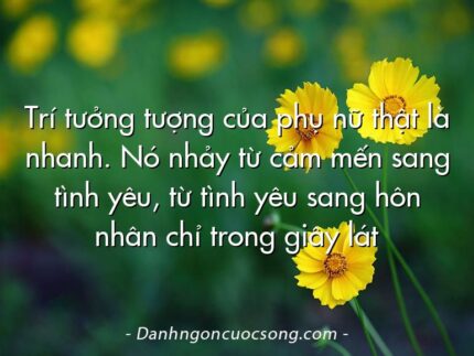 Trí tưởng tượng của phụ nữ thật là nhanh. Nó nhảy từ cảm mến sang tình yêu, từ tình yêu sang hôn nhân chỉ trong giây lát