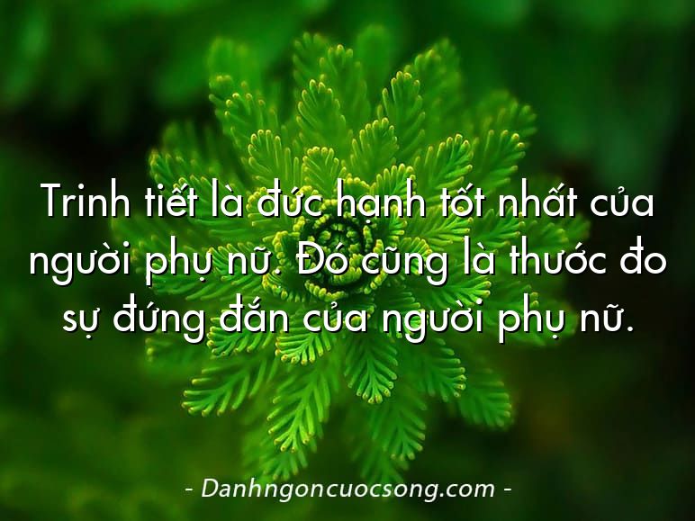 Trinh tiết là đức hạnh tốt nhất của người phụ nữ. Đó cũng là thước đo sự đứng đắn của người phụ nữ.