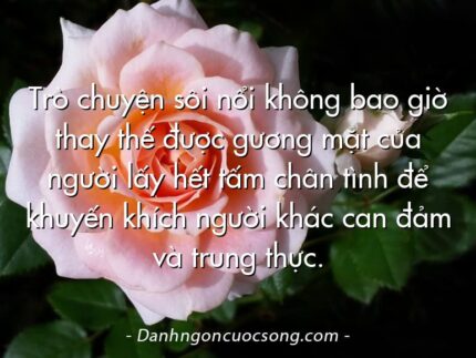 Trò chuyện sôi nổi không bao giờ thay thế được gương mặt của người lấy hết tấm chân tình để khuyến khích người khác can đảm và trung thực.