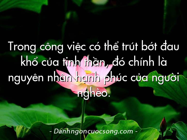 Trong công việc có thể trút bớt đau khổ của tinh thần, đó chính là nguyên nhân hạnh phúc của người nghèo.
