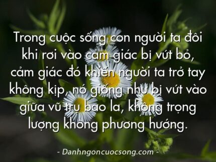 Trong cuộc sống con người ta đôi khi rơi vào cảm giác bị vứt bỏ, cảm giác đó khiến người ta trở tay không kịp, nó giống như bị vứt vào giữa vũ trụ bao la, không trọng lượng không phương hướng.