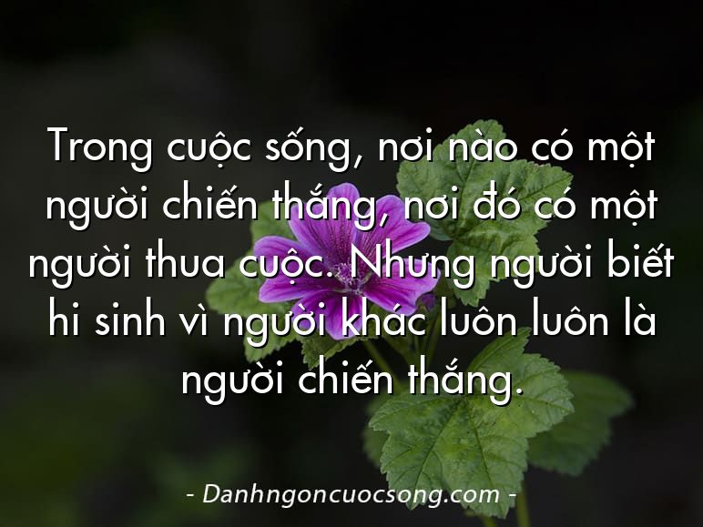 Trong cuộc sống, nơi nào có một người chiến thắng, nơi đó có một người thua cuộc. Nhưng người biết hi sinh vì người khác luôn luôn là người chiến thắng.