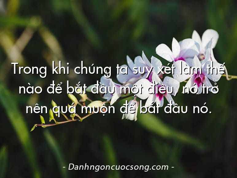 Trong khi chúng ta suy xét làm thế nào để bắt đầu một điều, nó trở nên quá muộn để bắt đầu nó.