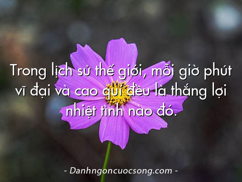 Trong lịch sử thế giới, mỗi giờ phút vĩ đại và cao quí đều là thắng lợi nhiệt tình nào đó.
