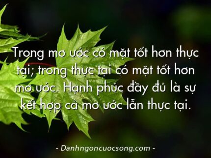 Trong mơ ước có mặt tốt hơn thực tại; trong thực tại có mặt tốt hơn mơ ước. Hạnh phúc đầy đủ là sự kết hợp cả mơ ước lẫn thực tại.