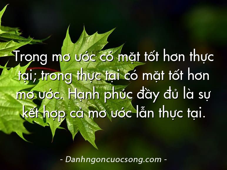 Trong mơ ước có mặt tốt hơn thực tại; trong thực tại có mặt tốt hơn mơ ước. Hạnh phúc đầy đủ là sự kết hợp cả mơ ước lẫn thực tại.