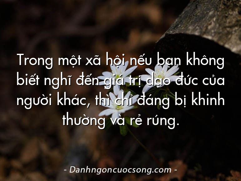 Trong một xã hội nếu bạn không biết nghĩ đến giá trị dạo đức của người khác, thì chỉ đáng bị khinh thường và rẻ rúng.