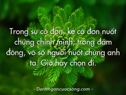 Trong sự cô đơn, kẻ cô đơn nuốt chửng chính mình; trong đám đông, vô số người nuốt chửng anh ta. Giờ hãy chọn đi.