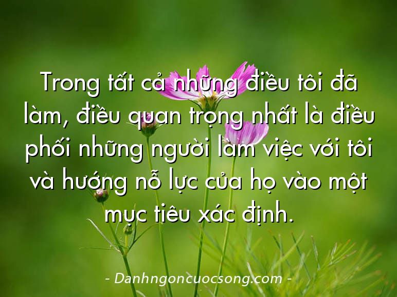 Trong tất cả những điều tôi đã làm, điều quan trọng nhất là điều phối những người làm việc với tôi và hướng nỗ lực của họ vào một mục tiêu xác định.