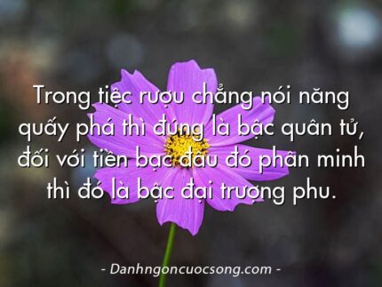 Trong tiệc rượu chẳng nói năng quấy phá thì đúng là bậc quân tử, đối với tiền bạc đâu đó phân minh thì đó là bậc đại trượng phu.