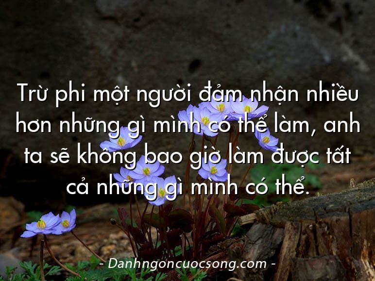 Trừ phi một người đảm nhận nhiều hơn những gì mình có thể làm, anh ta sẽ không bao giờ làm được tất cả những gì mình có thể.