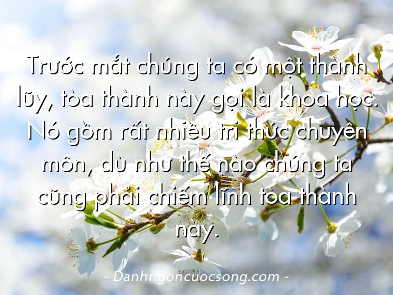 Trước mắt chúng ta có một thành lũy, tòa thành này gọi là khoa học. Nó gồm rất nhiều tri thức chuyên môn, dù như thế nào chúng ta cũng phải chiếm lĩnh tòa thành này.