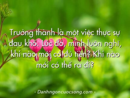 Trưởng thành là một việc thực sự đau khổ. Lúc đó, mình luôn nghĩ, khi nào mới có đủ tiền? Khi nào mới có thể ra đi?