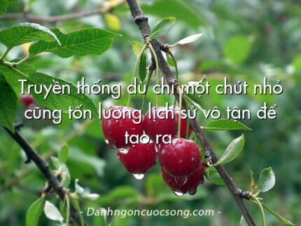 Truyền thống dù chỉ một chút nhỏ cũng tốn lượng lịch sử vô tận để tạo ra.