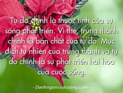 Tự do chính là thuộc tính của sự sống phát triển. Vì thế, trung thành chính là bản chất của tự do. Mục đích tự nhiên của trung thành và tự do chính là sự phát triển hài hòa của cuộc sống.
