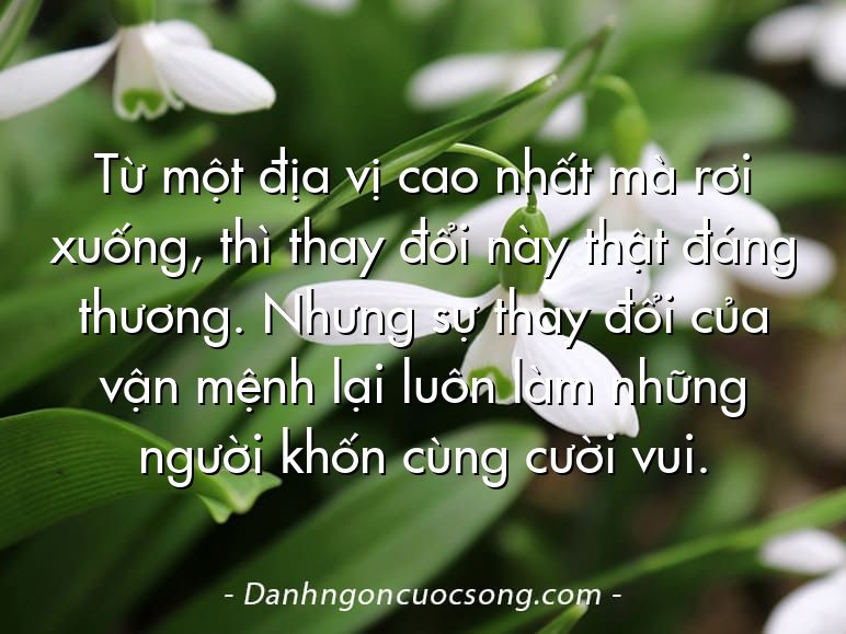 Từ một địa vị cao nhất mà rơi xuống, thì thay đổi này thật đáng thương. Nhưng sự thay đổi của vận mệnh lại luôn làm những người khốn cùng cười vui.