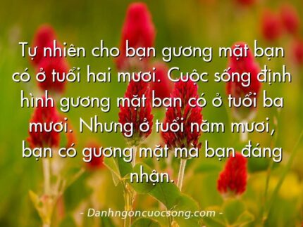 Tự nhiên cho bạn gương mặt bạn có ở tuổi hai mươi. Cuộc sống định hình gương mặt bạn có ở tuổi ba mươi. Nhưng ở tuổi năm mươi, bạn có gương mặt mà bạn đáng nhận.