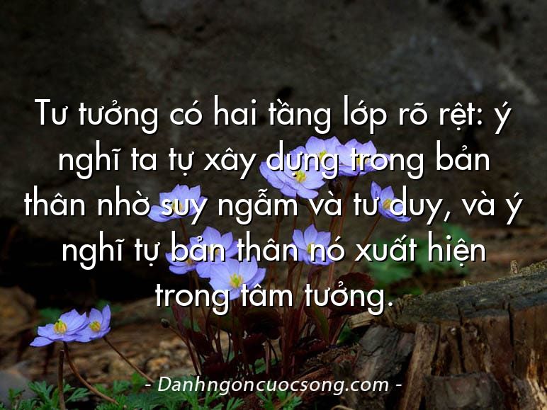 Tư tưởng có hai tầng lớp rõ rệt: ý nghĩ ta tự xây dựng trong bản thân nhờ suy ngẫm và tư duy, và ý nghĩ tự bản thân nó xuất hiện trong tâm tưởng.
