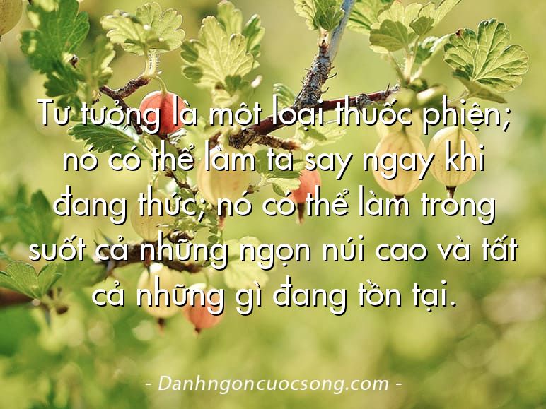 Tư tưởng là một loại thuốc phiện; nó có thể làm ta say ngay khi đang thức; nó có thể làm trong suốt cả những ngọn núi cao và tất cả những gì đang tồn tại.