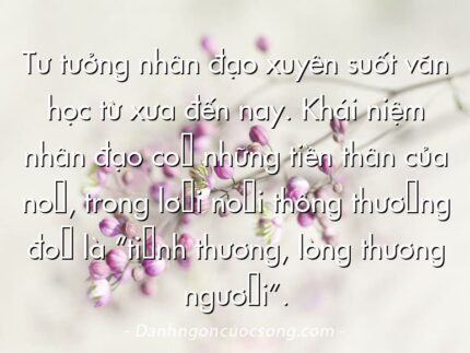 Tư tưởng nhân đạo xuyên suốt văn học từ xưa đến nay. Khái niệm nhân đạo có những tiền thân của nó, trong lời nói thông thường đó là “tình thương, lòng thương người”.