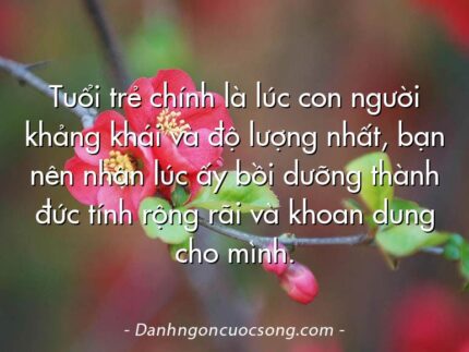 Tuổi trẻ chính là lúc con người khảng khái và độ lượng nhất, bạn nên nhân lúc ấy bồi dưỡng thành đức tính rộng rãi và khoan dung cho mình.
