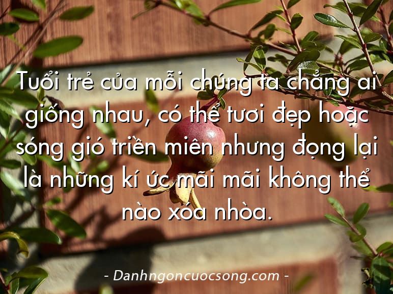 Tuổi trẻ của mỗi chúng ta chẳng ai giống nhau, có thể tươi đẹp hoặc sóng gió triền miên nhưng đọng lại là những kí ức mãi mãi không thể nào xóa nhòa.