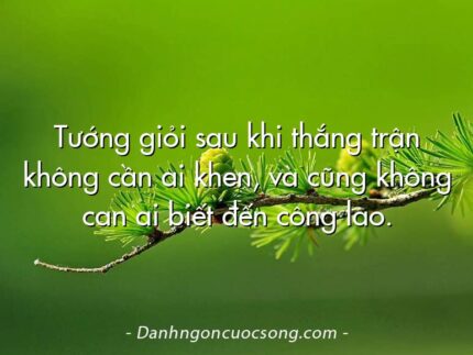 Tướng giỏi sau khi thắng trận không cần ai khen, và cũng không can ai biết đến công lao.