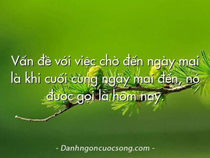 Vấn đề với việc chờ đến ngày mai là khi cuối cùng ngày mai đến, nó được gọi là hôm nay.