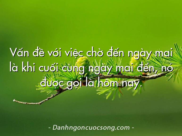 Vấn đề với việc chờ đến ngày mai là khi cuối cùng ngày mai đến, nó được gọi là hôm nay.