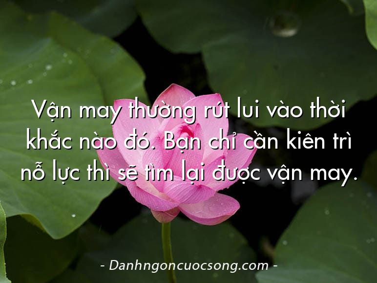 Vận may thường rút lui vào thời khắc nào đó. Bạn chỉ cần kiên trì nỗ lực thì sẽ tìm lại được vận may.