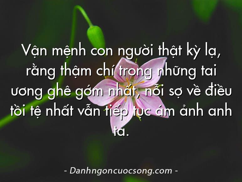 Vận mệnh con người thật kỳ lạ, rằng thậm chí trong những tai ương ghê gớm nhất, nỗi sợ về điều tồi tệ nhất vẫn tiếp tục ám ảnh anh ta.