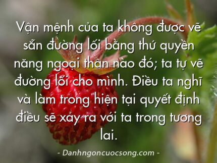 Vận mệnh của ta không được vẽ sẵn đường lối bằng thứ quyền năng ngoại thân nào đó; ta tự vẽ đường lối cho mình. Điều ta nghĩ và làm trong hiện tại quyết định điều sẽ xảy ra với ta trong tương lai.