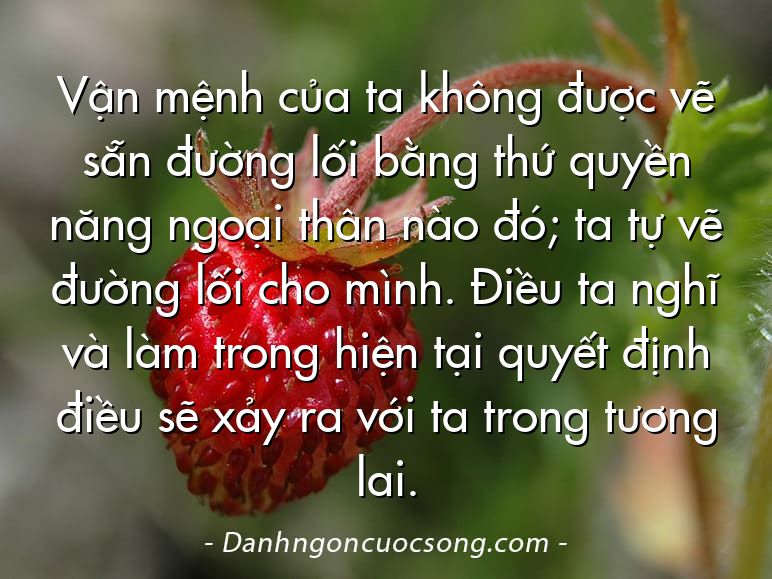 Vận mệnh của ta không được vẽ sẵn đường lối bằng thứ quyền năng ngoại thân nào đó; ta tự vẽ đường lối cho mình. Điều ta nghĩ và làm trong hiện tại quyết định điều sẽ xảy ra với ta trong tương lai.