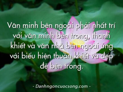 Văn minh bên ngoài phải nhất trí với văn minh bên trong, thanh khiết và văn nhã bên ngoài ứng với biểu hiện thuần khiết và đẹp đẽ bên trong.