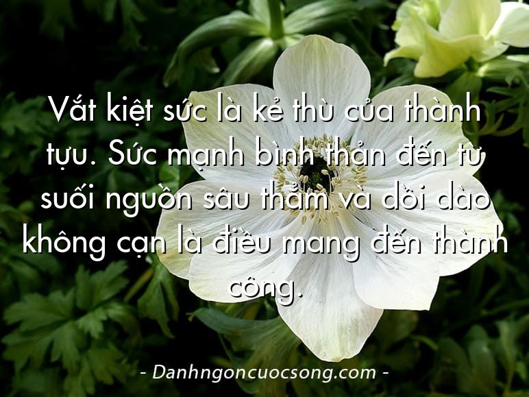 Vắt kiệt sức là kẻ thù của thành tựu. Sức mạnh bình thản đến từ suối nguồn sâu thẳm và dồi dào không cạn là điều mang đến thành công.