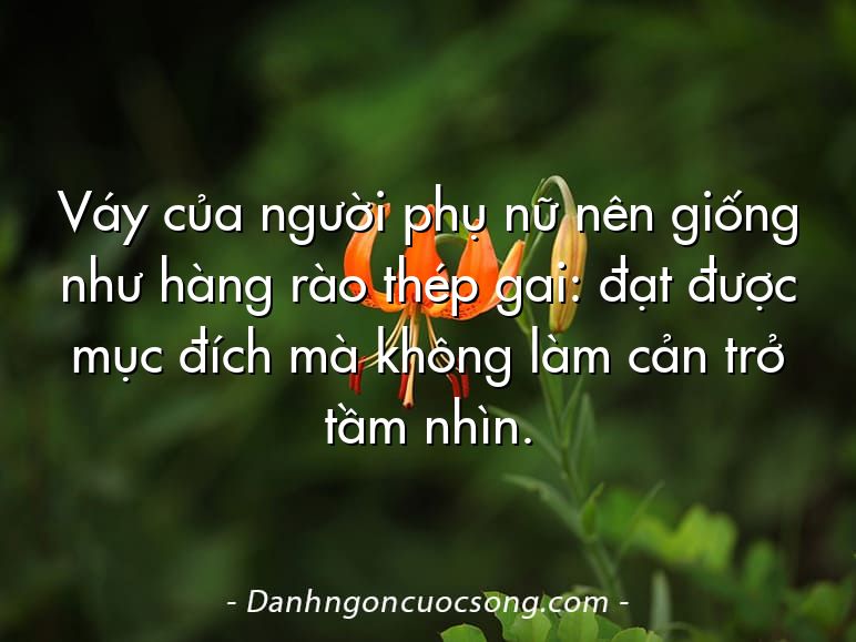 Váy của người phụ nữ nên giống như hàng rào thép gai: đạt được mục đích mà không làm cản trở tầm nhìn.