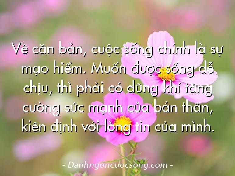 Về căn bản, cuộc sống chính là sự mạo hiểm. Muốn được sống dễ chịu, thì phải có dũng khí tăng cường sức mạnh của bản thân, kiên định với lòng tin của mình.