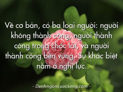 Về cơ bản, có ba loại người: người không thành công, người thành công trong chốc lát, và người thành công bền vững. Sự khác biệt nằm ở nghị lực.