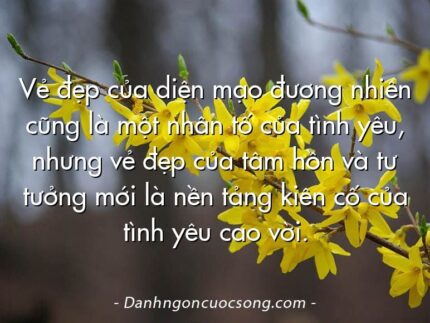 Vẻ đẹp của diện mạo đương nhiên cũng là một nhân tố của tình yêu, nhưng vẻ đẹp của tâm hồn và tư tưởng mới là nền tảng kiên cố của tình yêu cao vời.