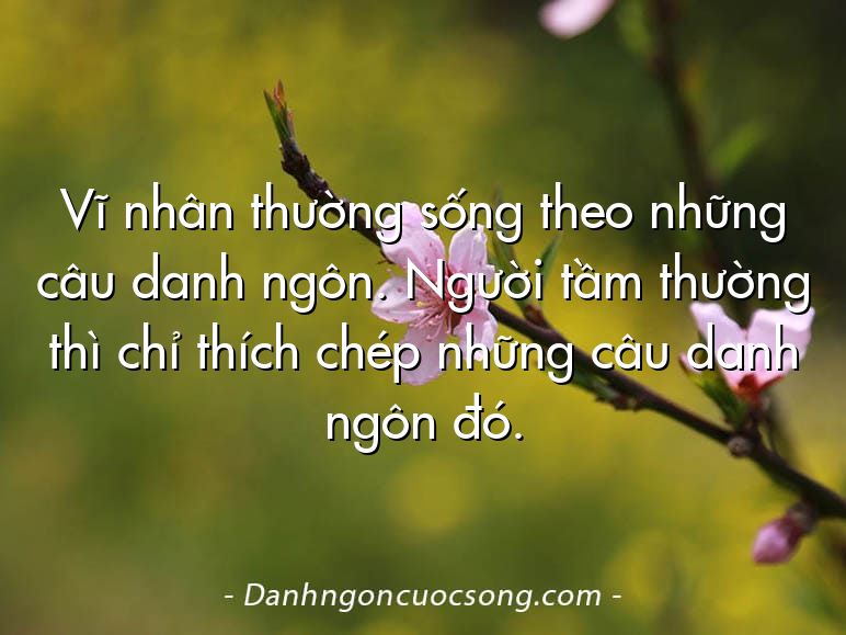 Vĩ nhân thường sống theo những câu danh ngôn. Người tầm thường thì chỉ thích chép những câu danh ngôn đó.