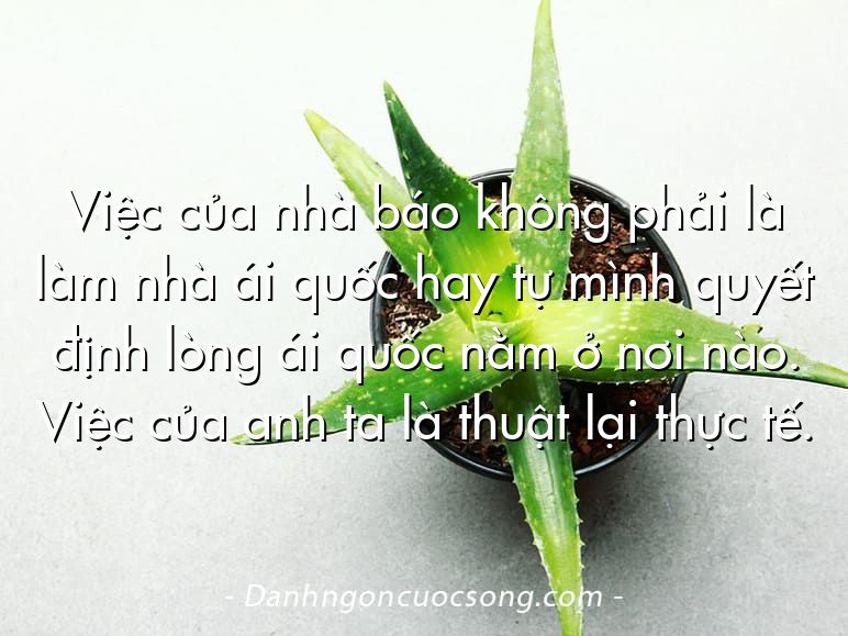 Việc của nhà báo không phải là làm nhà ái quốc hay tự mình quyết định lòng ái quốc nằm ở nơi nào. Việc của anh ta là thuật lại thực tế.