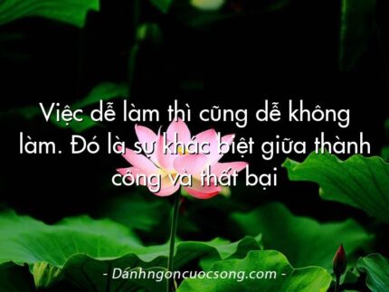 Việc dễ làm thì cũng dễ không làm. Đó là sự khác biệt giữa thành công và thất bại