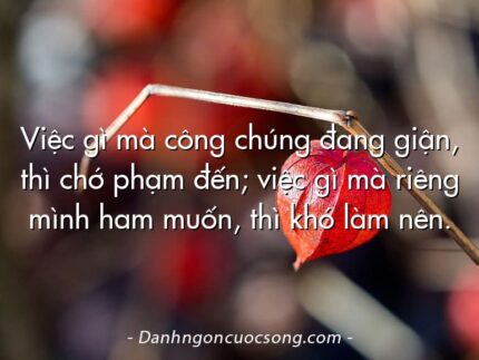 Việc gì mà công chúng đang giận, thì chớ phạm đến; việc gì mà riêng mình ham muốn, thì khó làm nên.