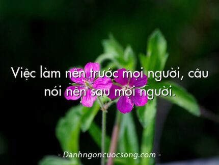 Việc làm nên trước mọi người, câu nói nên sau mọi người.