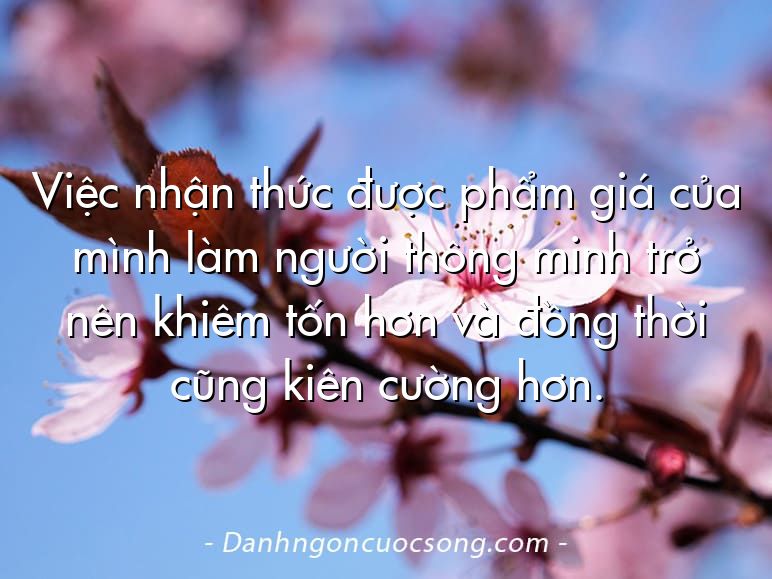 Việc nhận thức được phẩm giá của mình làm người thông minh trở nên khiêm tốn hơn và đồng thời cũng kiên cường hơn.