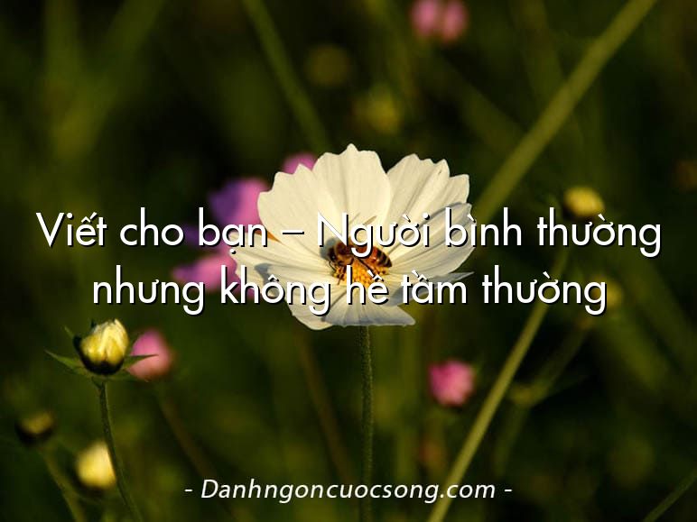 Viết cho bạn – Người bình thường nhưng không hề tầm thường