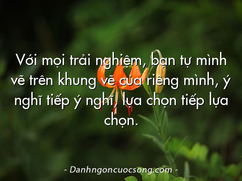 Với mọi trải nghiệm, bạn tự mình vẽ trên khung vẽ của riêng mình, ý nghĩ tiếp ý nghĩ, lựa chọn tiếp lựa chọn.