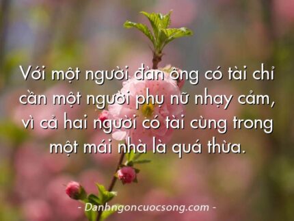 Với một người đàn ông có tài chỉ cần một người phụ nữ nhạy cảm, vì cả hai người có tài cùng trong một mái nhà là quá thừa.